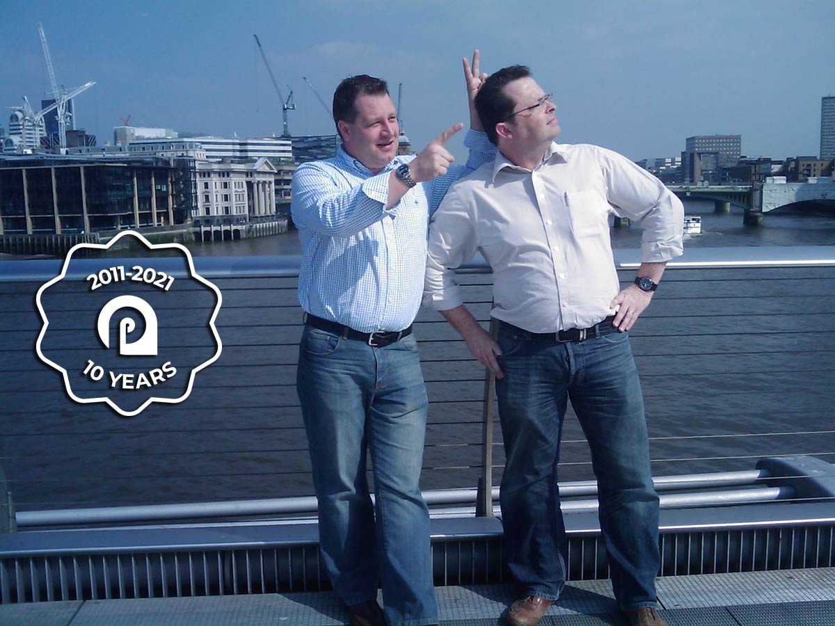 Fresh-faced David R Mays (Left) and Martin Sweeney at the start of APPtechnology's 10 year journey